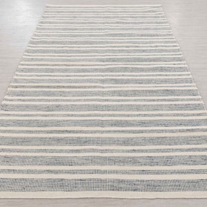 Hand WovenRug  Wool Soft Blue Grey White Flatweave High Quality Nordic Scandinavian..#TN-10