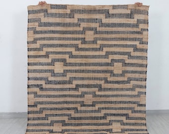 Natural Jute Black High Quality Hand Woven Geometric Boho Style Rug,- CUSTOMISE in any size Tn-54