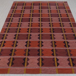 Red Terracota Premium Swedish Scandinavian Inspired High Quality Hand Woven Wool Rug, CUSTOMIZE in any size AD-9 image 1