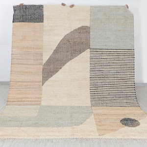 Jute Colorful Hand Woven High Quality Geometric  Style Rug, Bohemian Decor Flatweave Kilim Rug- CK-2