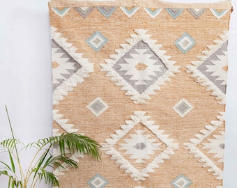 Mustard Gold Handwoven Wool Bohemian Moroccan Rug, Boho Rug Wool #AS-3