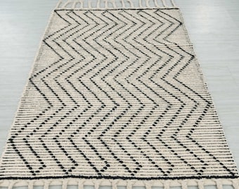 4x6Ft.Handwoven Boho Rug Cotton Soft Feel Moroccan Inspired Bohemian Beni Ourain.-#MD-54