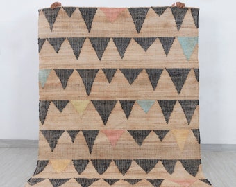 Jute Modern Hand Woven High Quality Boho Style Rug, Moroccan Nordic Scandinavian Decor Inspired- Tn-55