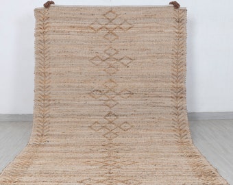 Natural Jute Fibre & Cotton Hand Woven Bohemian Moroccan Inspired Rug, Nordic Scandi Rug.-JR-4