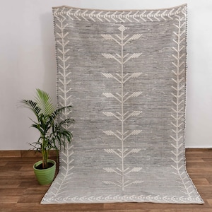 White Black Hand Woven Cotton Boho Moroccan Inspired Rug Sizes-3x5, 4x6, 5x8, 8x10 #JR-5