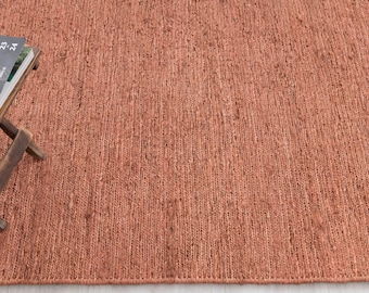 Rust Premium Braided Jute Wool Hand Woven High Quality Rug, CUSTOMIZE in any size.....CK-4