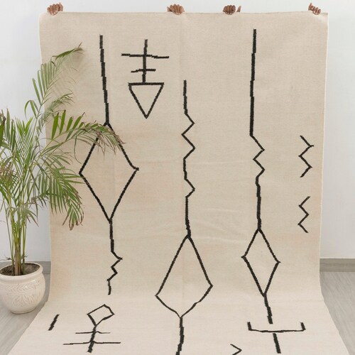 White Black Scandinavian Nordic Decor Inspired Rug Hand Woven Etsy