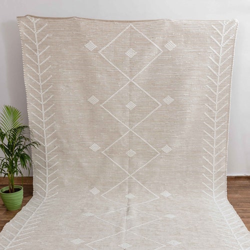 Bohemian Moroccan Decor Inspired Hand Woven Boho Cotton Rug Etsy