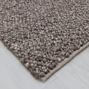 Chocolate Brown Grey Pebble Hand Woven High Quality Chunky Wool Felted Rug TN-80 image 3