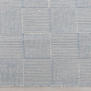 Blue Ivory Wool Hand Woven Geometric Flatweave Kilim Modern Boho Rug,Customize in Any Size-TN-12