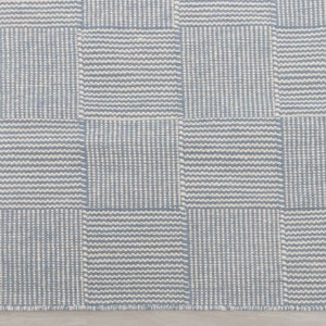 Blue Ivory Wool Hand Woven Geometric Flatweave Kilim Modern Boho Rug,Customize in Any Size-TN-12