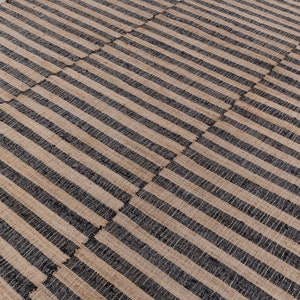 Natural Jute Black High Quality Hand Woven Geometric Boho Style Rug, Moroccan Nordic Scandinavian Decor Inspired- Tn-59