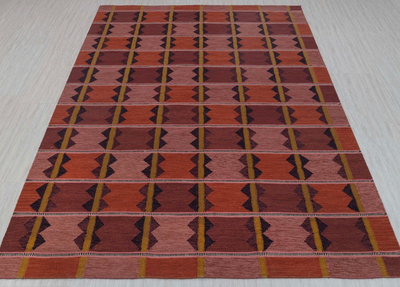 Red Terracota Premium Swedish Scandinavian Inspired High Quality Hand Woven Wool Rug, CUSTOMIZE in any size AD-9 image 1