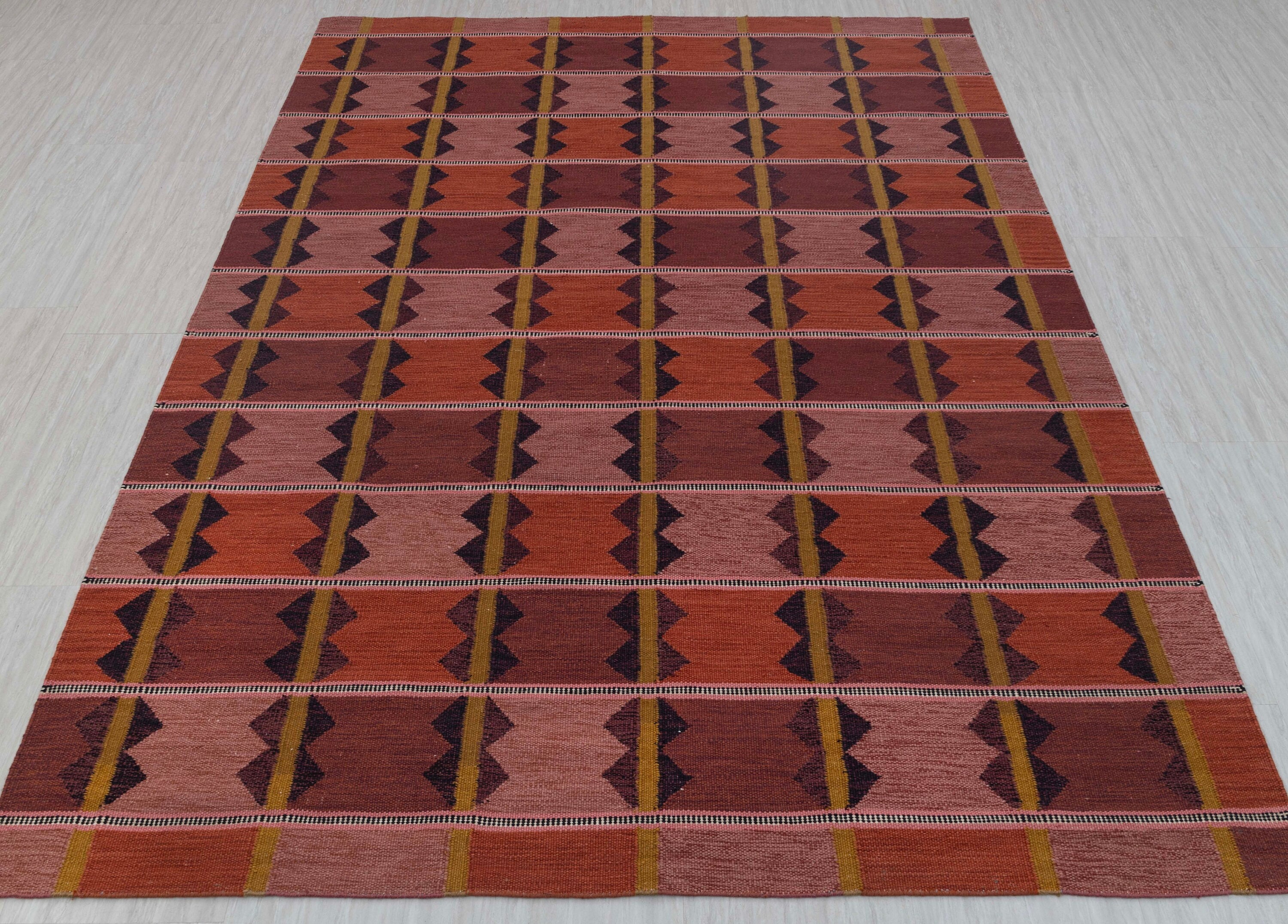 Red Terracota Premium Swedish Scandinavian Inspired High Quality Hand Woven Wool Rug, CUSTOMIZE in any size- AD-9