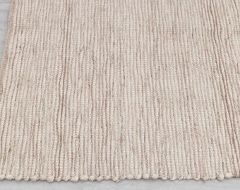 Beige Cream High Quality Wool Felted Nordic scandinavian Modern Design Hand Woven Wool Flatweave Rug, Customize in any size...TN-87