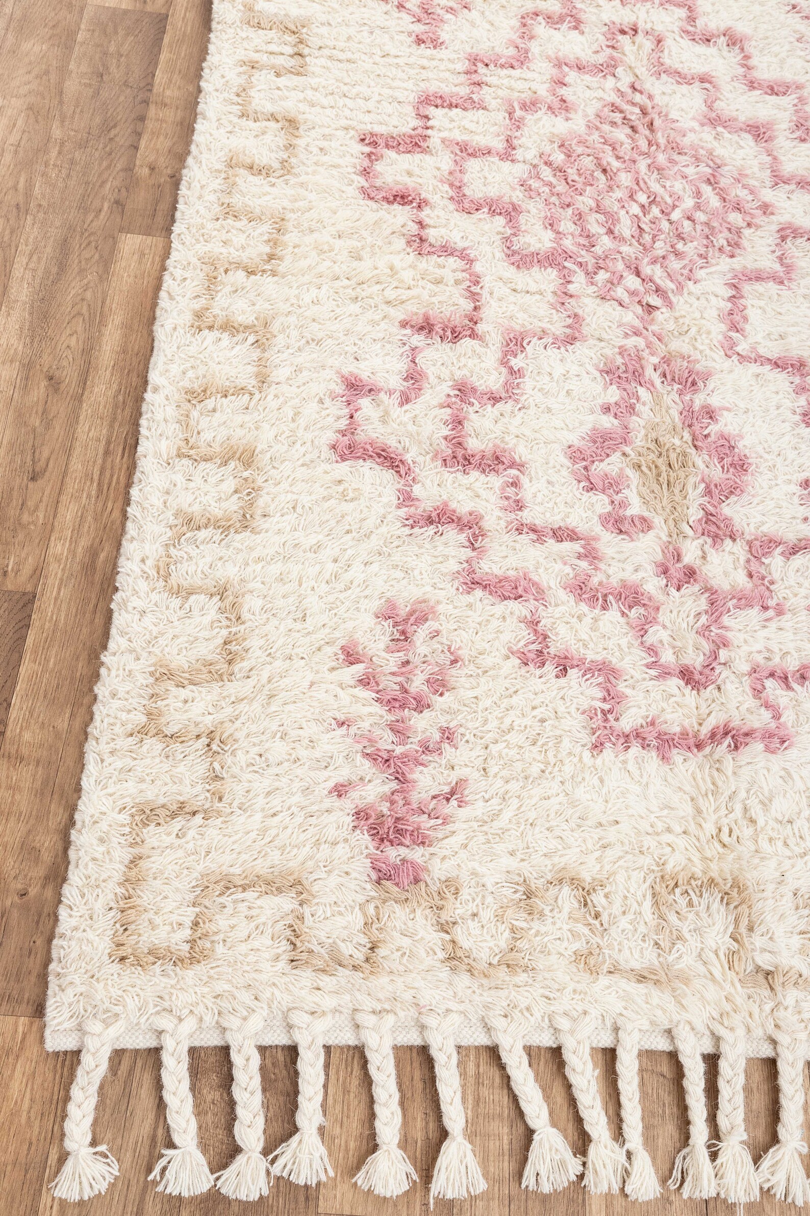 4x6 5x7 White Pink Soft Wool Bohemian Moroccan Tassel Rug Etsy