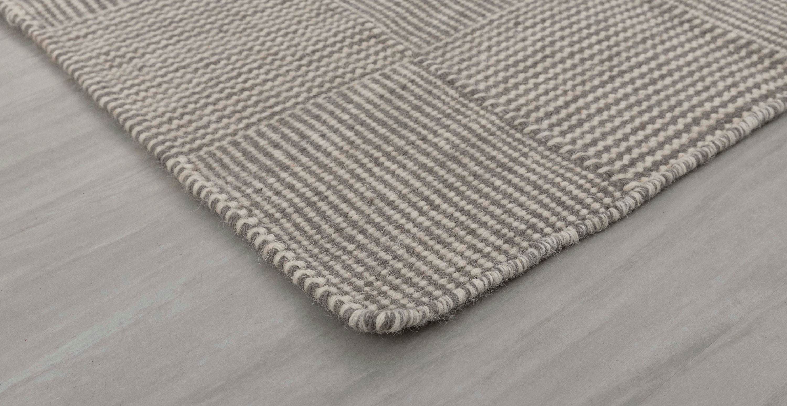 Grey Wool Hand Woven Rug Geometric Flatweave Kilim Modern,customize in ...