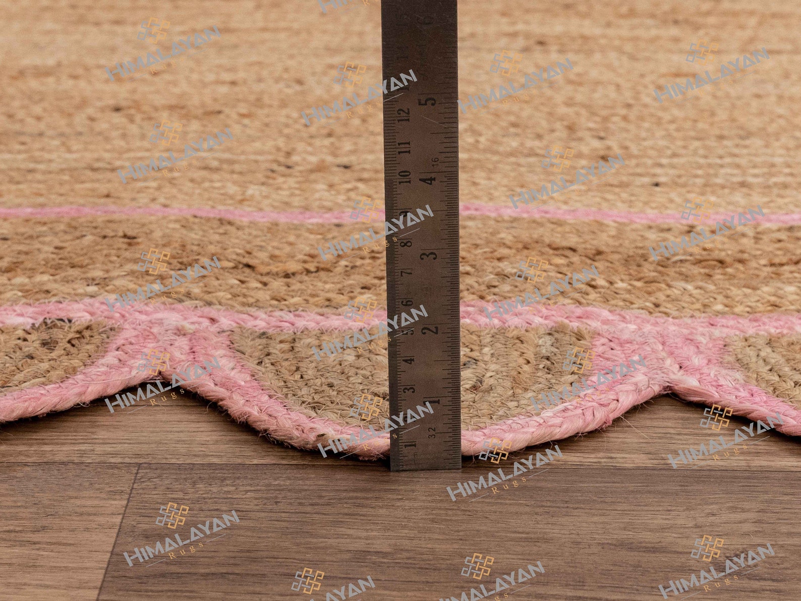 Soft Pink Border Jute Scalloped Handmade Rug Pink Jute Rugs Etsy