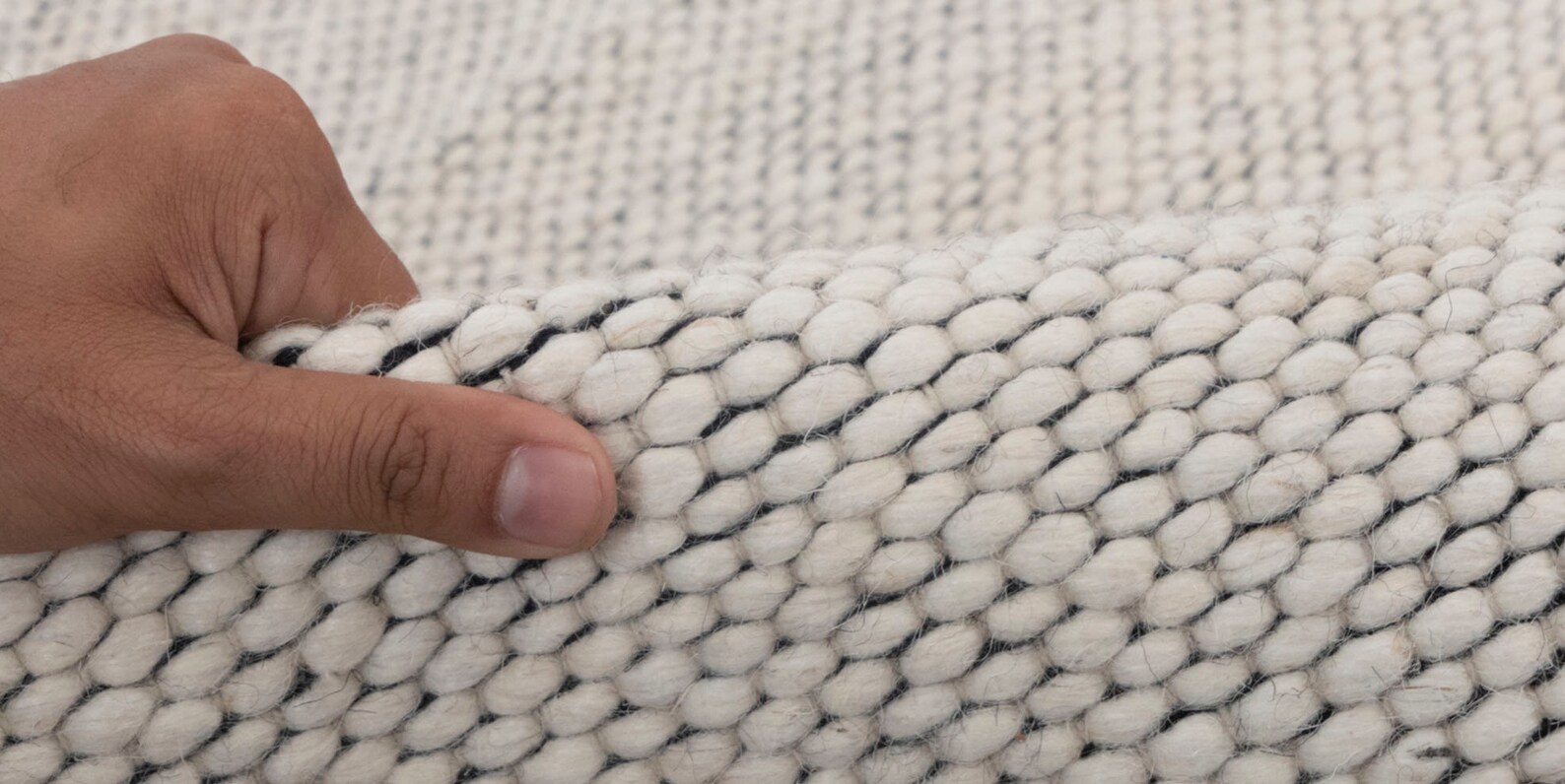 Pebble White Rug Ivory White Solid Pebbles Pattern Modern Design Hand Woven Wool ...