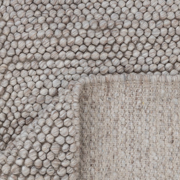 Silver Grey Brown Natural Wool Hand Woven Chunky Pebble Rug High Quality Rug,CUSTOMIZE in any Size TN-77