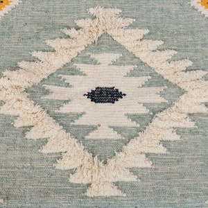 Sea Green Wool Moroccan Rug Hand Woven Bohemian Decor Inspired, Boho Scandinavian DecorAS-2 image 9