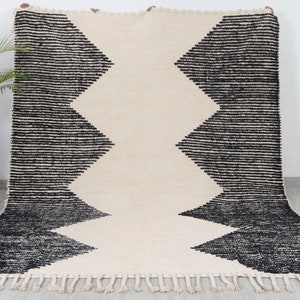 Black Natural Cotton Handwoven Boho Rug Soft Feel Moroccan Inspired Bohemian Beni Ourain.-#MD-58