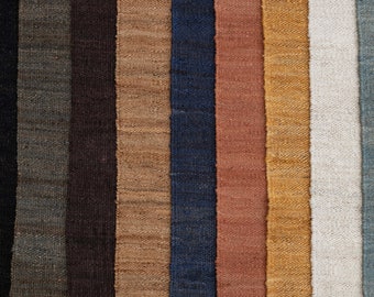 Solid Handwoven Premium Natural Jute Yarn Flatweave Rug, CUSTOMIZE in any size.