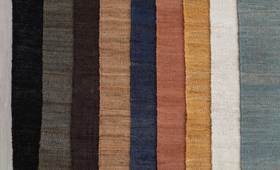 Handwoven Jute Rug, Flatweave Dhurrie, Custom Size