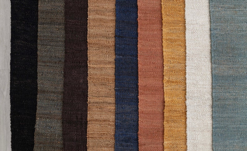 Solid Handwoven Premium Natural Jute Yarn Flatweave Rug, CUSTOMIZE in any size. image 1