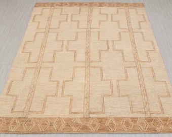 8x10 Natural Cream Jute Brown Taureg Inspired High Quality Premium Soumek Jute Wool Hand Woven Rug, CUSTOMIZE in any size G-2282