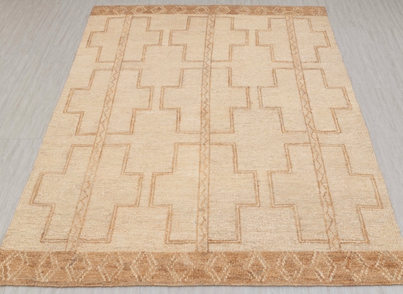 8x10 Natural Cream Jute Brown Taureg Inspired High Quality Premium Soumek Jute Wool Hand Woven Rug, CUSTOMIZE in any size G-2282