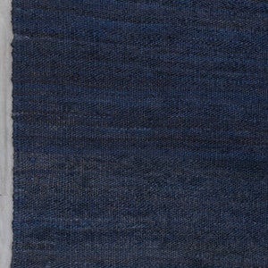 Solid Handwoven Premium Natural Jute Yarn Flatweave Rug, CUSTOMIZE in any size. Navy Blue