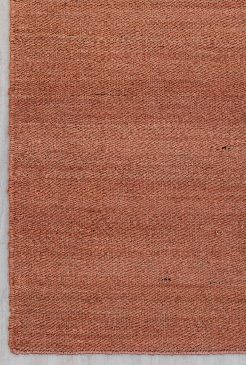 Solid Handwoven Premium Natural Jute Yarn Flatweave Rug, CUSTOMIZE in any size. Rust
