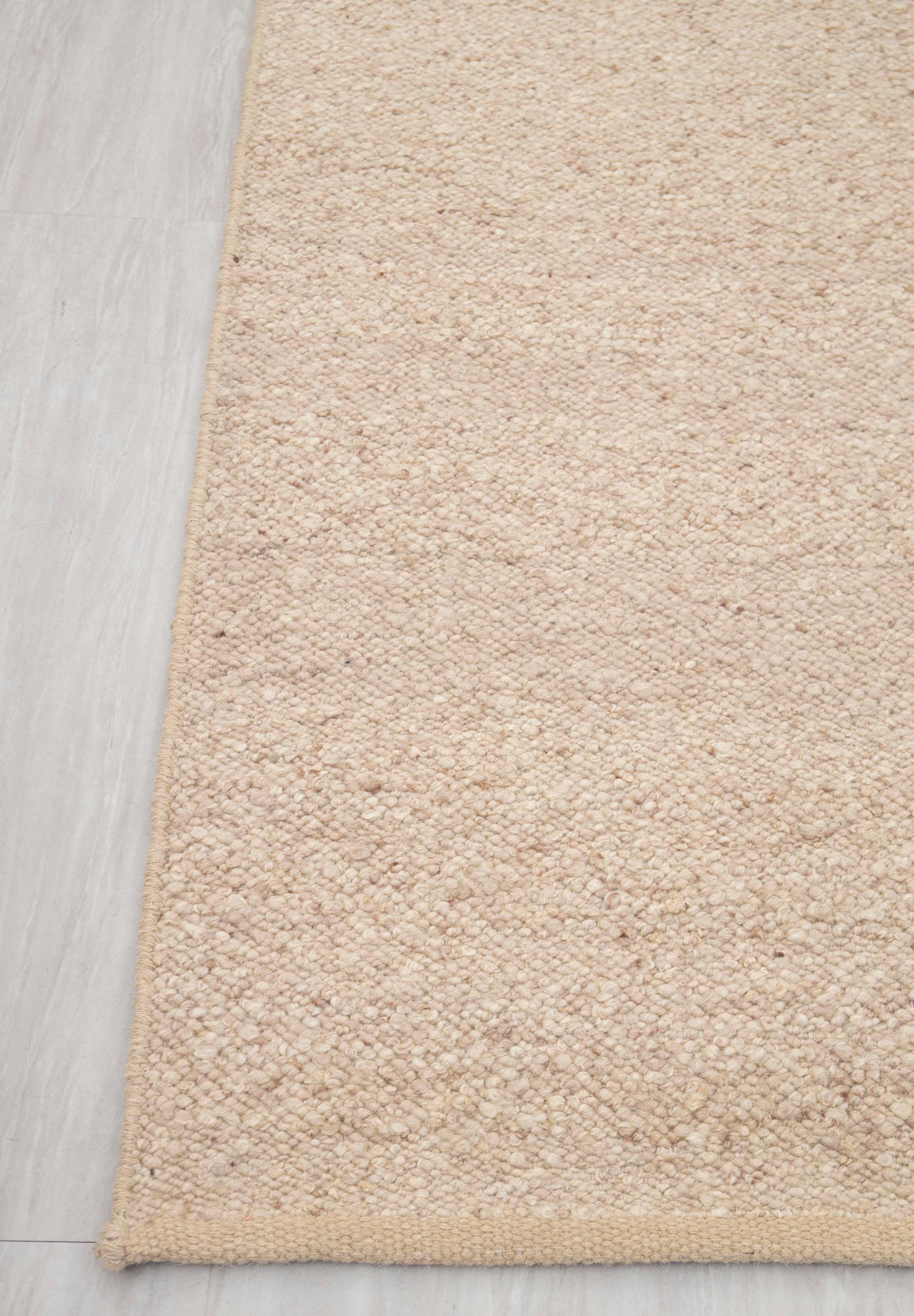 Beige Raw Wool Pebble Look Hand Woven High Quality Bohemian ...