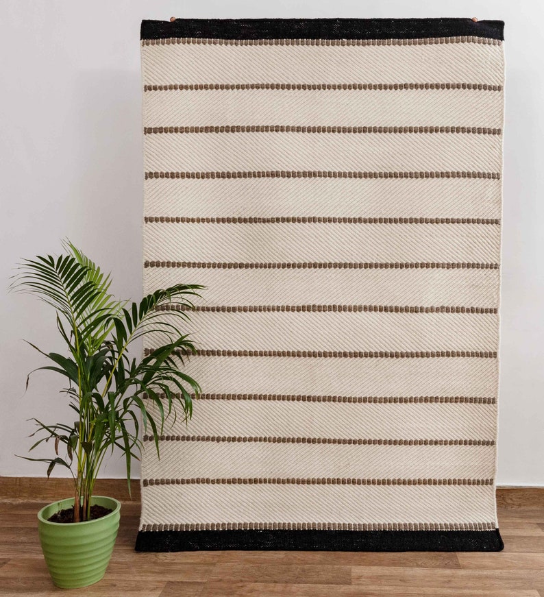 Scandinavian Nordic Decor Inspired Rug Hand Woven Wool Flatweave...Customize in Any Size-#TN-5 