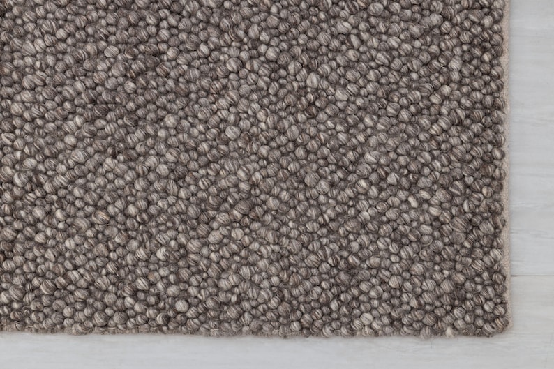 Chocolate Brown Grey Pebble Hand Woven High Quality Chunky Wool Felted Rug TN-80 image 9