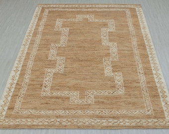 Natural Jute High Quality Boho Taureg Inspired Hand Knotted Weave Rug, CUSTOMIZE in any size G-3339