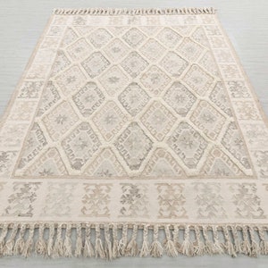 Natural Ivory Wool Moroccan Inspired Rug Hand Woven Bohemian Decor Inspired, Boho Scandinavian DecorAS-5 image 3