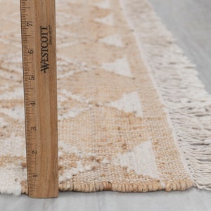 Natural Wool Jute Ivory High Quality Hand Woven Premium Quality Boho Style Rug, Moroccan Nordic Scandinavian Decor Inspired Rd-8 image 8