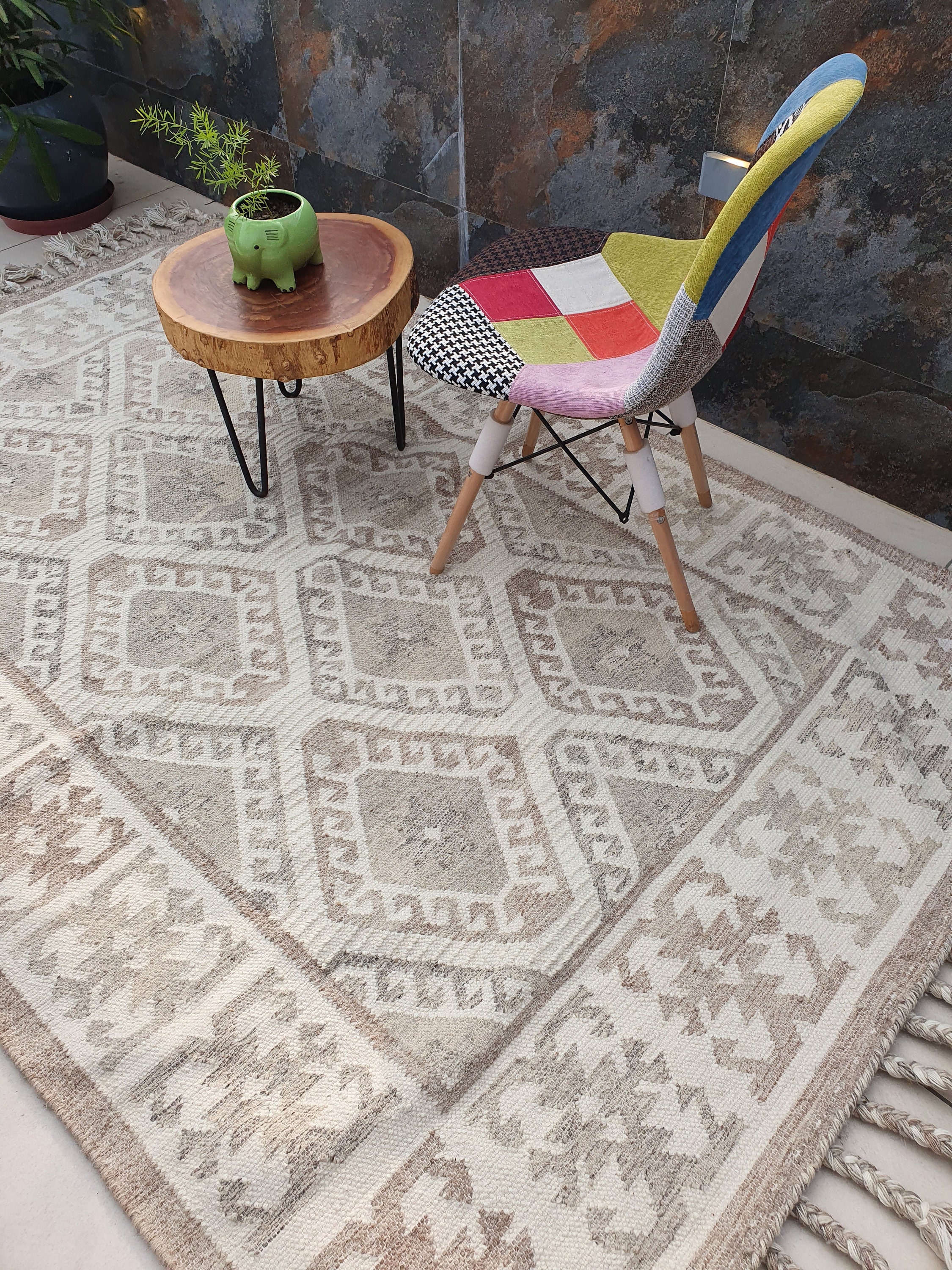 Floor & Rugs Rugs Natural Ivory Wool Moroccan Inspired Rug Hand Woven