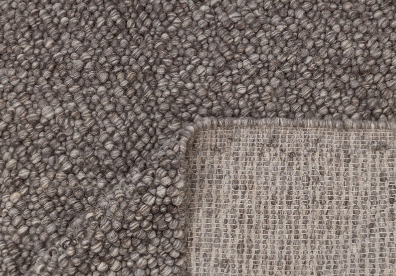 Chocolate Brown Grey Pebble Hand Woven High Quality Chunky Wool Felted Rug TN-80 image 7