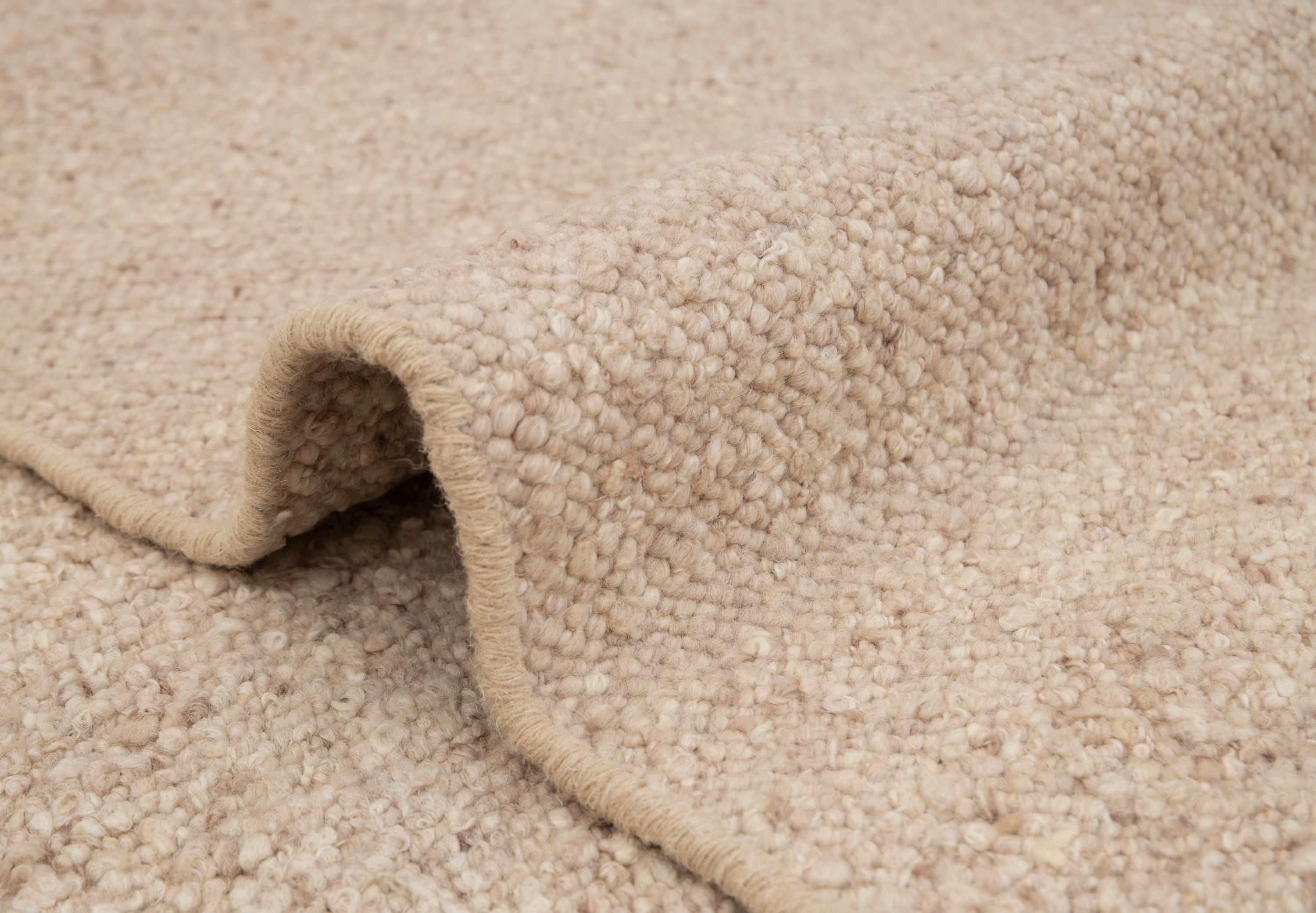 Beige Raw Wool Pebble Look Hand Woven High Quality Bohemian ...