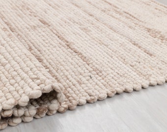 Beige  Brown High Quality Chunky Wool Felted Nordic scandinavian Modern Design Hand Woven Wool Flatweave.TN-70