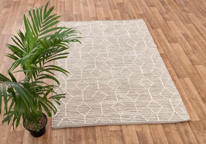 Bohemian Modern Moroccan Inspired Hand Woven Cotton Rug...Customize in any size, MD-10 