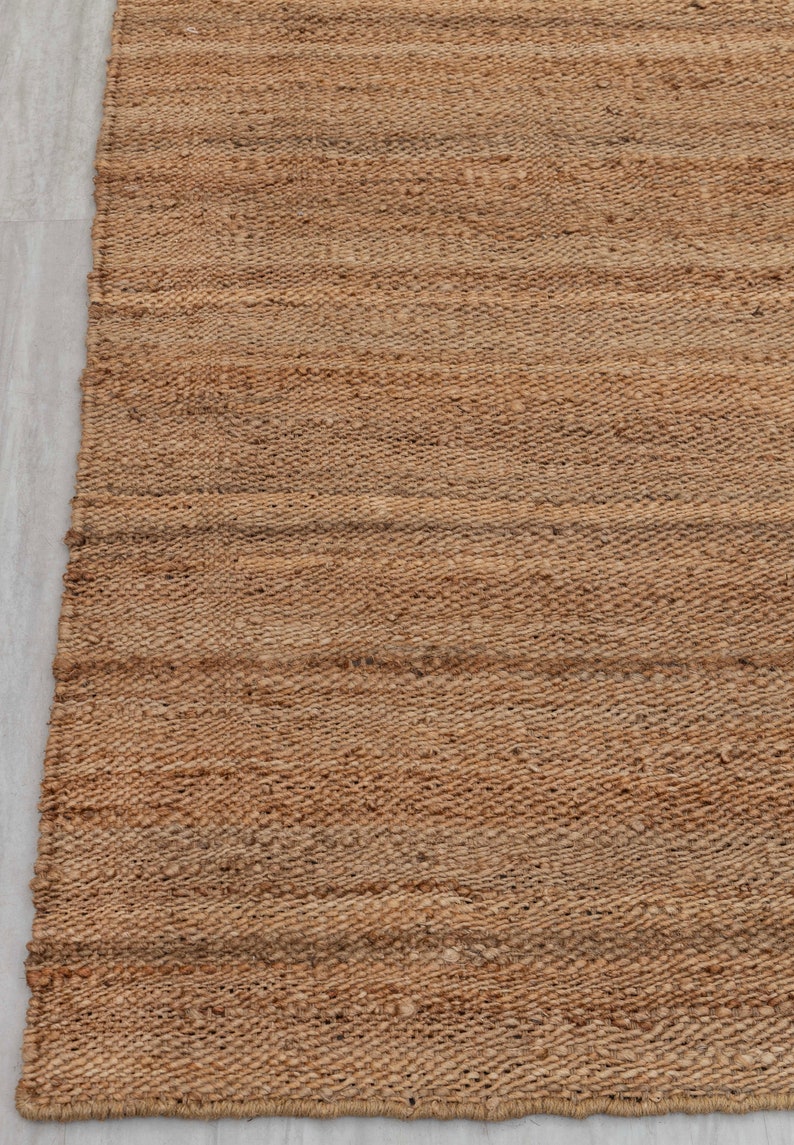 Solid Handwoven Premium Natural Jute Yarn Flatweave Rug, CUSTOMIZE in any size. Natural