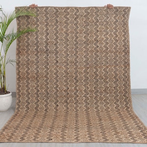 Alfombra de yute natural tejida a mano de alta calidad con diseño geométrico bohemio, inspirada en la decoración nórdica escandinava marroquí - 9431