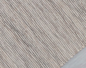 Cream Charcoal Grey High Quality Wool Felted Nordic Solid Style Flatweave Rug Customize in any size...TN-88