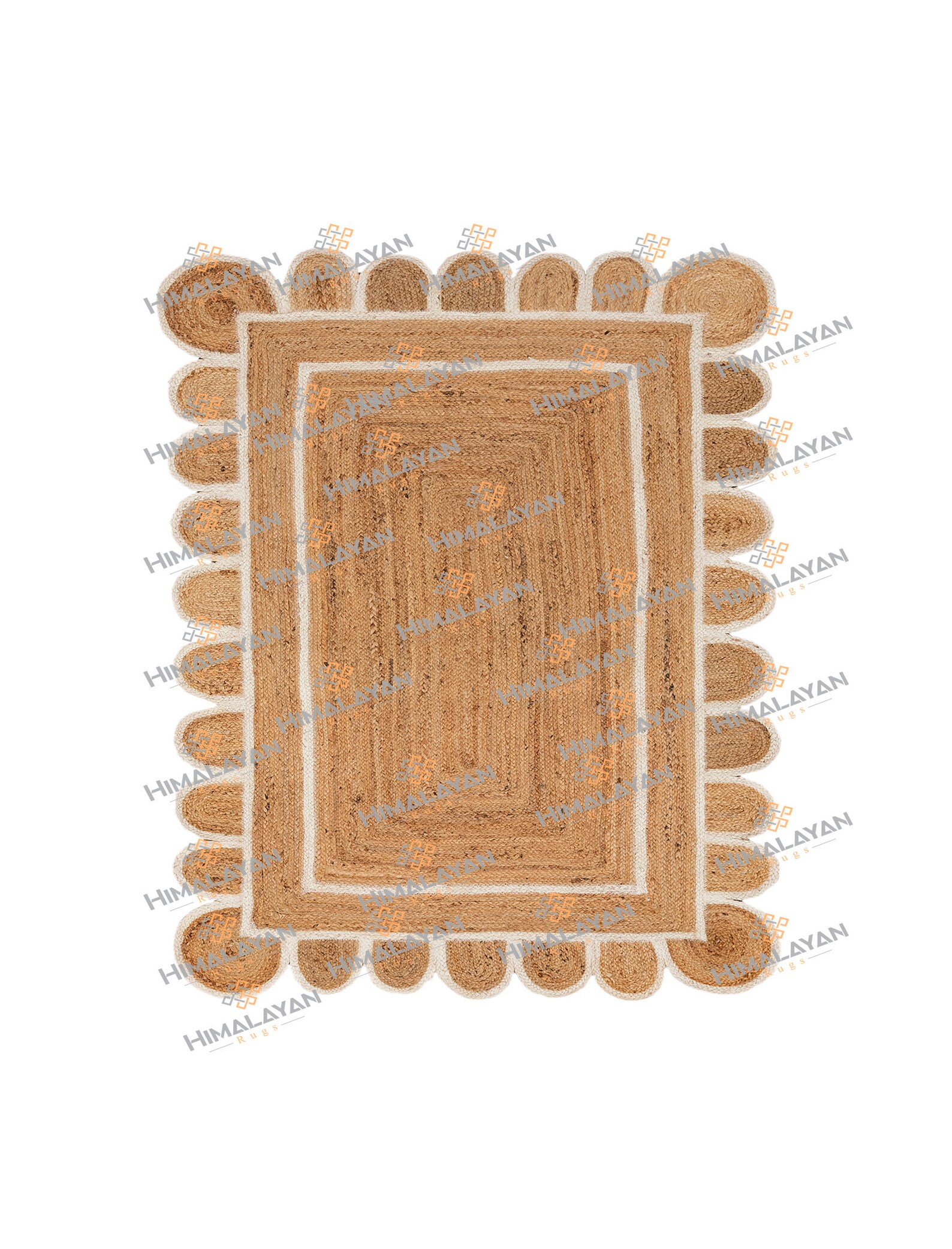 Scalloped Jute White Border Rug Jute Boho Rug..customise in - Etsy