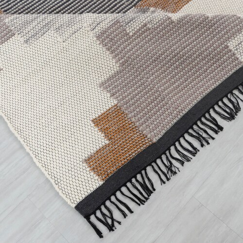 Scandinavian Nordic Decor Bohemian Inspired Rug Hand Woven Wool Flatweave...Customize in Any Size-#As-14 shops
