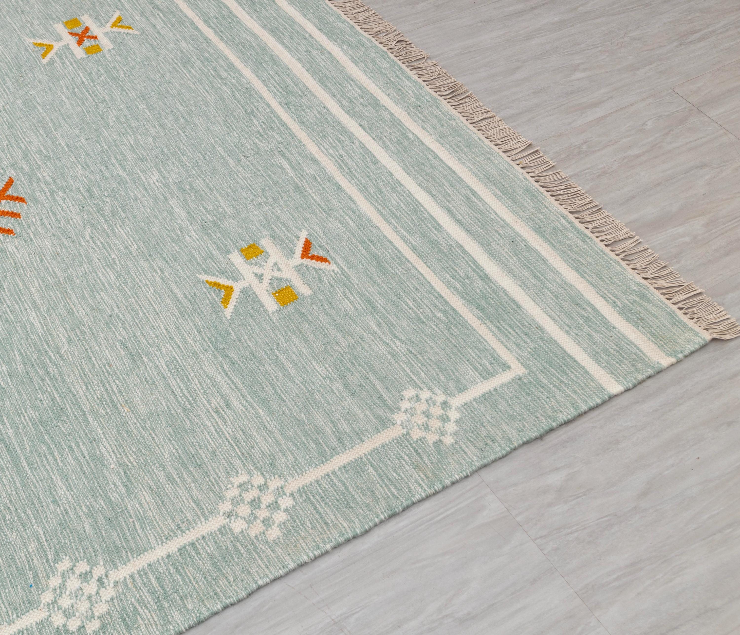 シーグリーン風ボヘミアン風ソフトウールボヘミアンモロッコラグ手織り